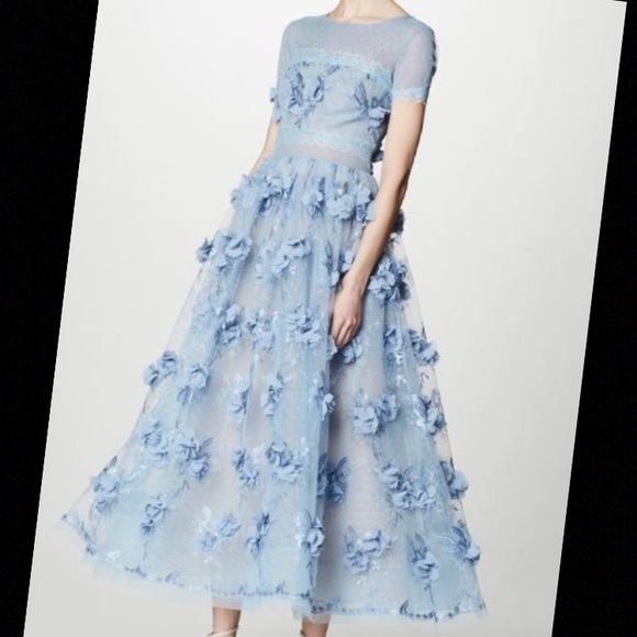 marchesa notte light blue dress